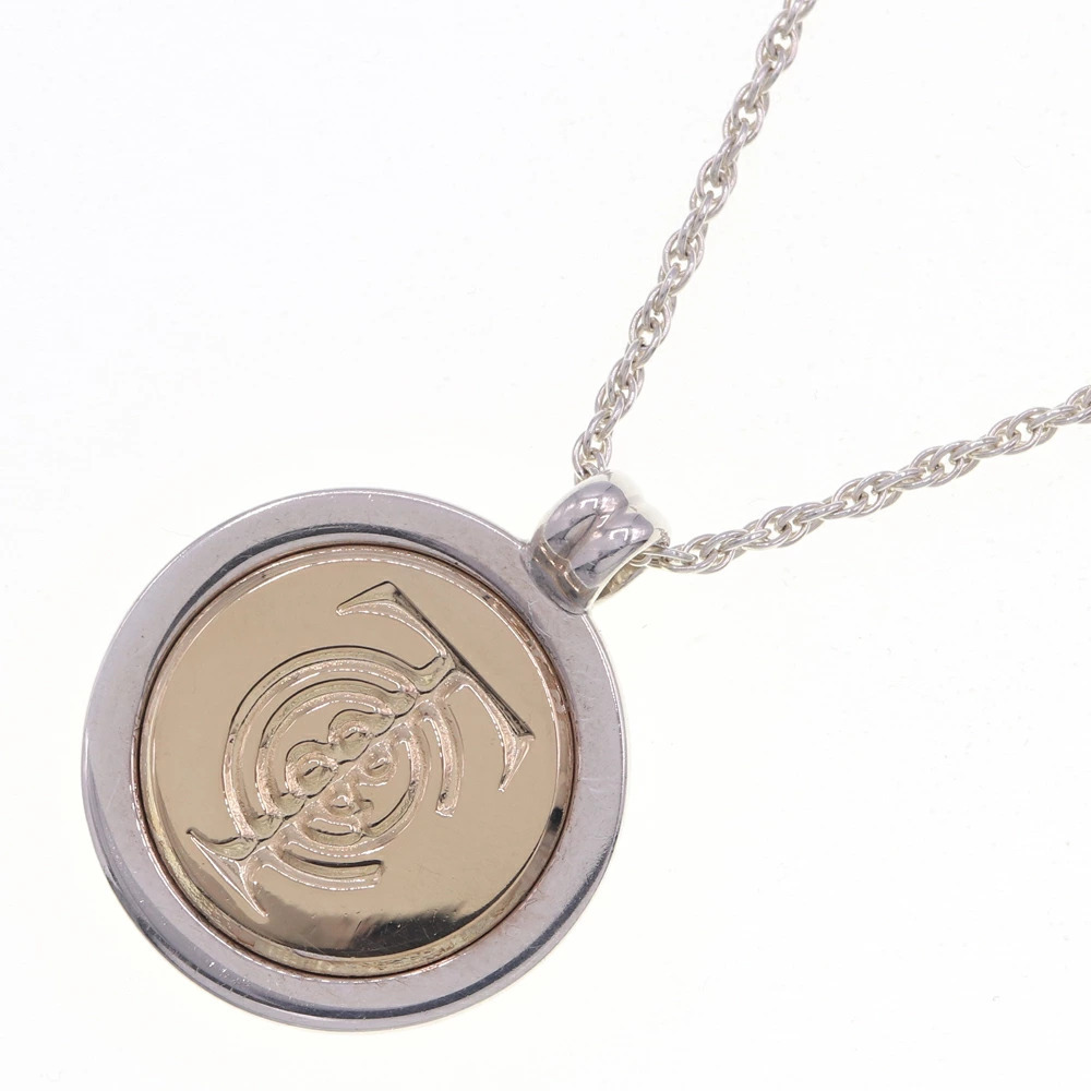 Tiffany Co Necklace Coin Pendant Silver Gold SV Sterling Early Yellow